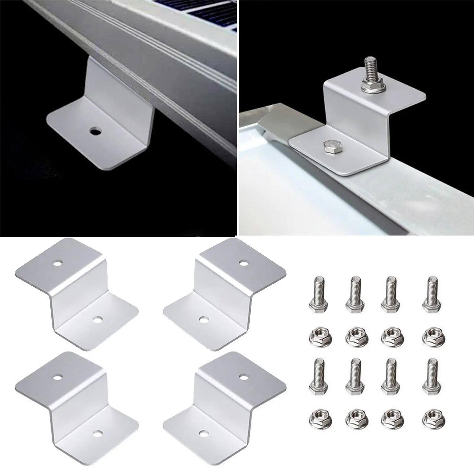8x Aluminium Bracket for solar  Installation, Accessories Nuts Bolt Supporting Hardware for Off Grid Outdoor Motorhome Garages