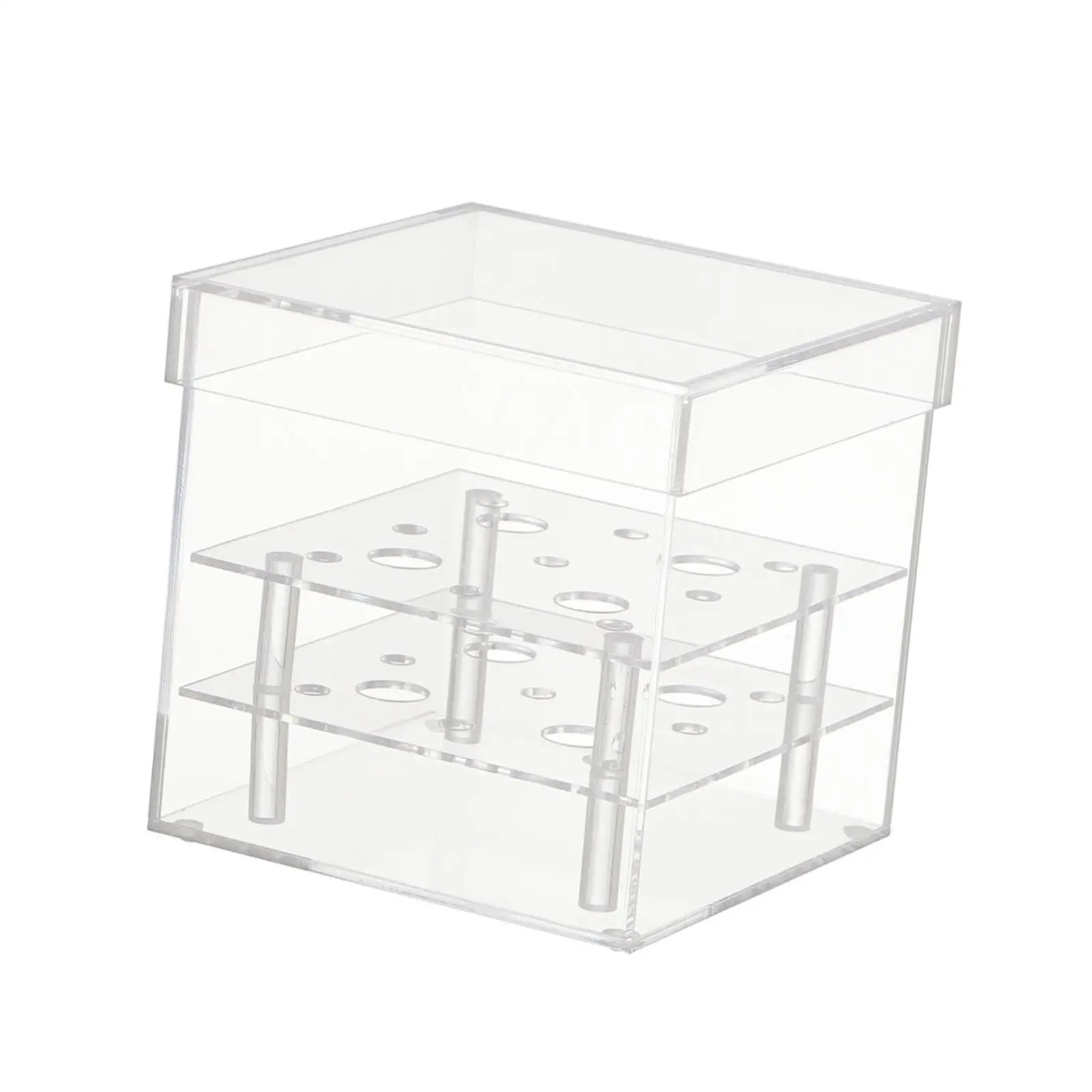 Clear Acrylic Flower Vase 2 Tiers Acrylic Box with Lid Artificial Flower Bouquet Acrylic Rose Flower Box for Wedding Desktop