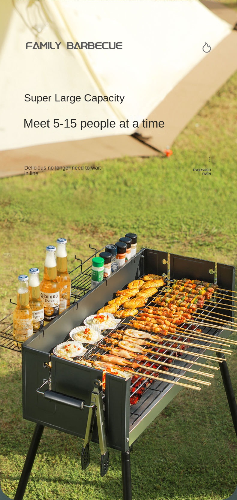 Title 3, Barbecue Grill Outdoor Portable Thickened Stain...