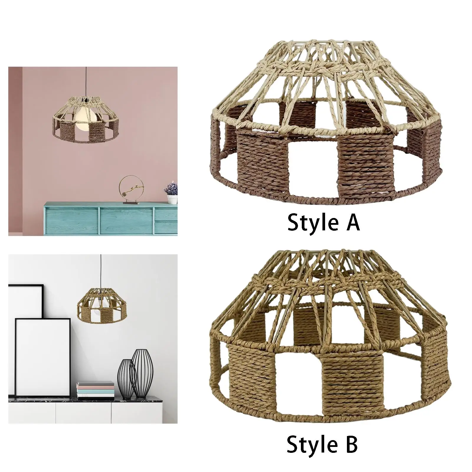 Vintage Style Metal Rope Mini Pendant Lighting Fixture Rustic Industrial Woven Pendant Light for Restaurant Bedroom Cafe