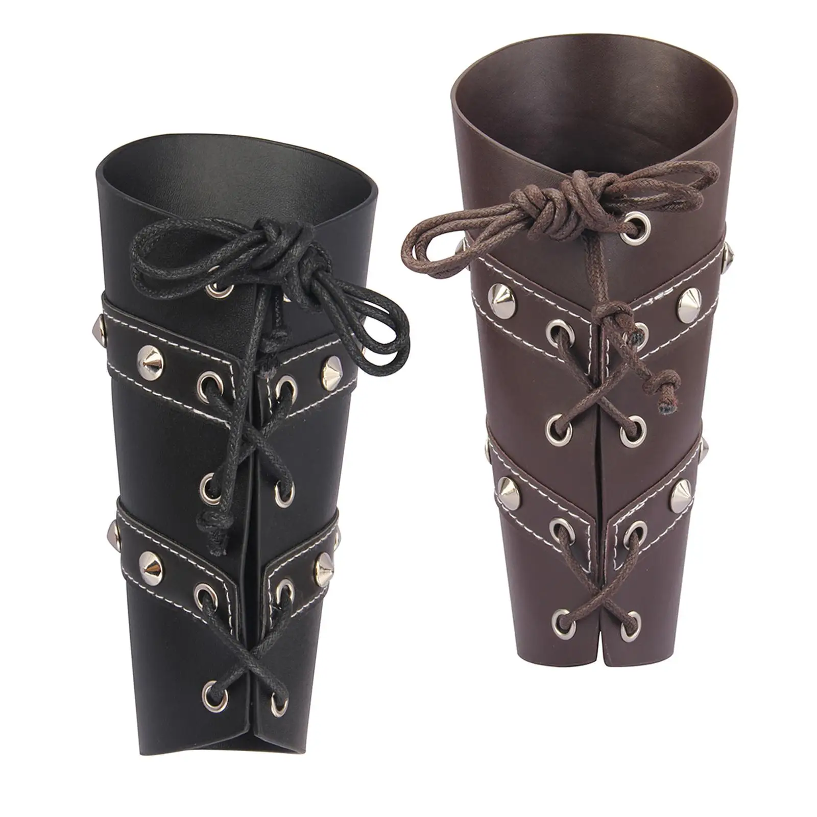 PU Leather Arm Cuff Gothic Medieval Arm Guards Protection for Men Women Role Playing Weddings Halloween Party Graduations