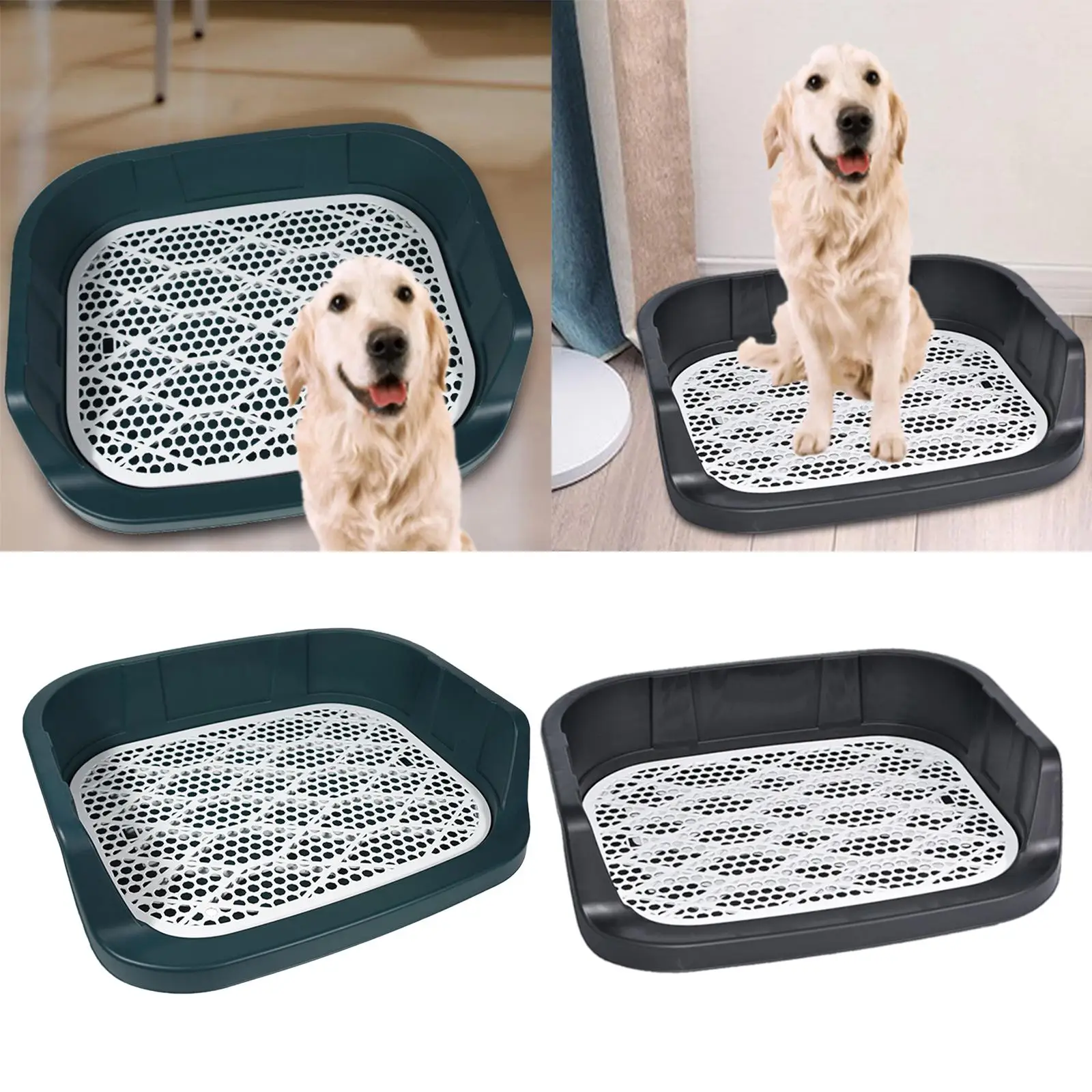 Open Top Dog Litter Box Cats Potty Toilet Container, Deep Pee Loo Pad Holder Pan