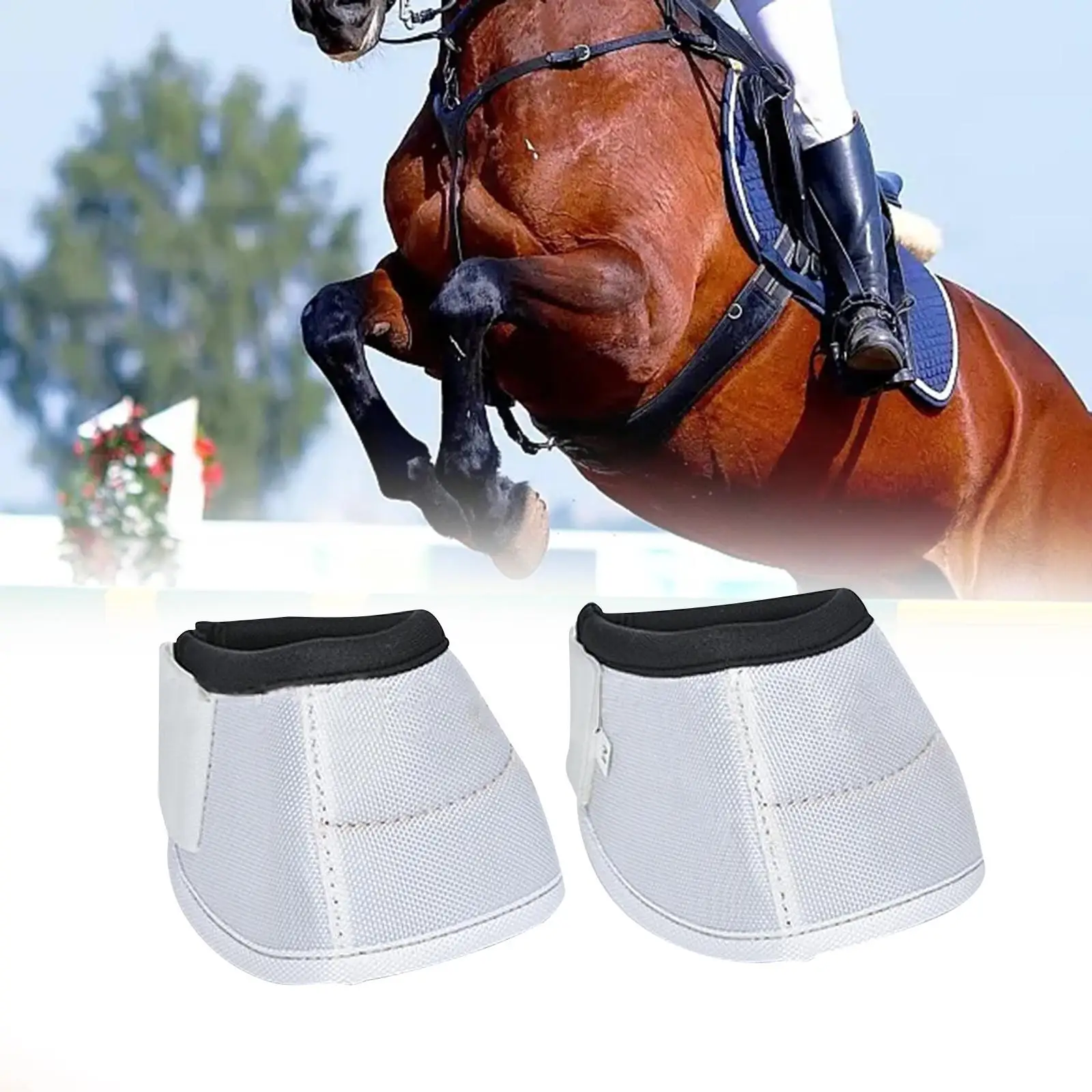 2Pcs Horse Bell Boots Horse Care Boot Flexible and Tough Shock Absorbing Equine Boots Wear Resistant for Riding and Turnout