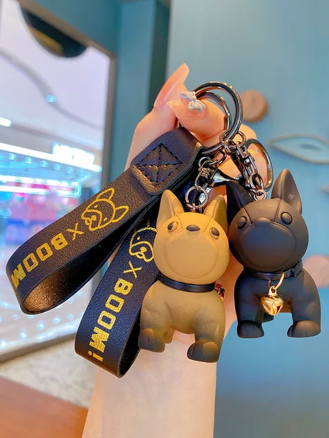 ZVYSRNI Cute Keychains Black French Bulldog Car Keychain Accessories School  Bag Pendant