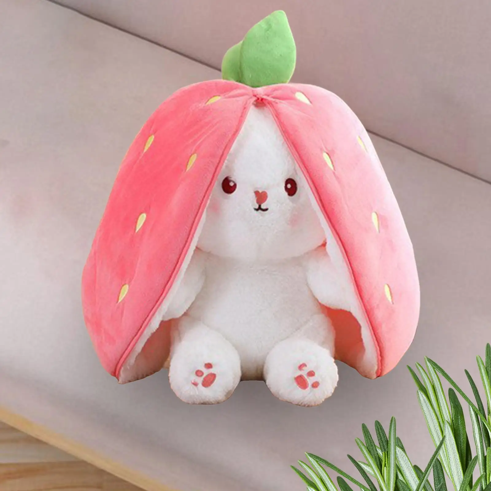 Rabbit Plush Toy with Zipper Long Eared Multipurpose Cute Cushion Bunny Stuffed Animal Toy Bunny Pillow for Halloween Birthday