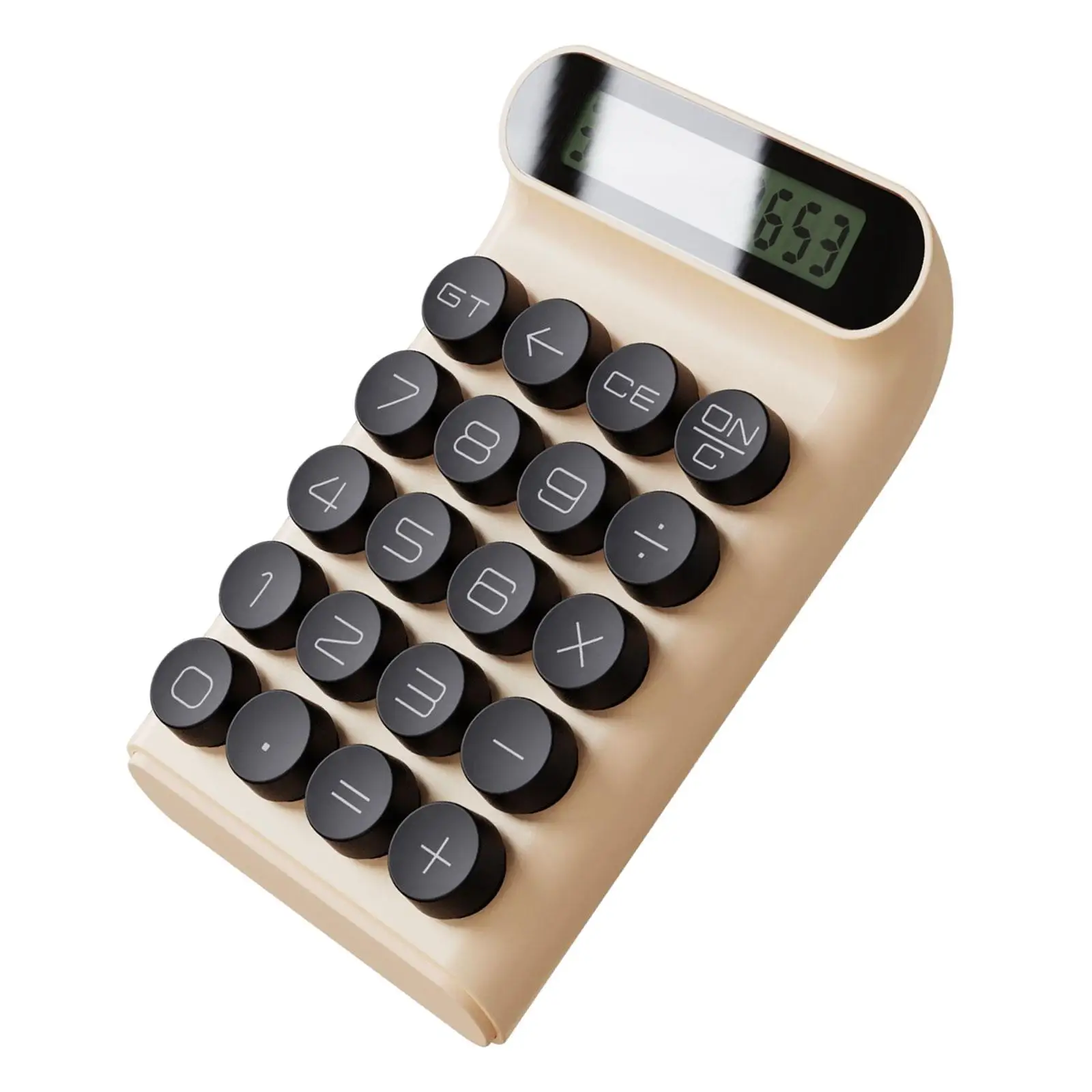 Mechanical Switch Calculator Retro Round Button Keys Sturdy Curved Corner Line and Edge Big Button Calculator Desktop Calculator