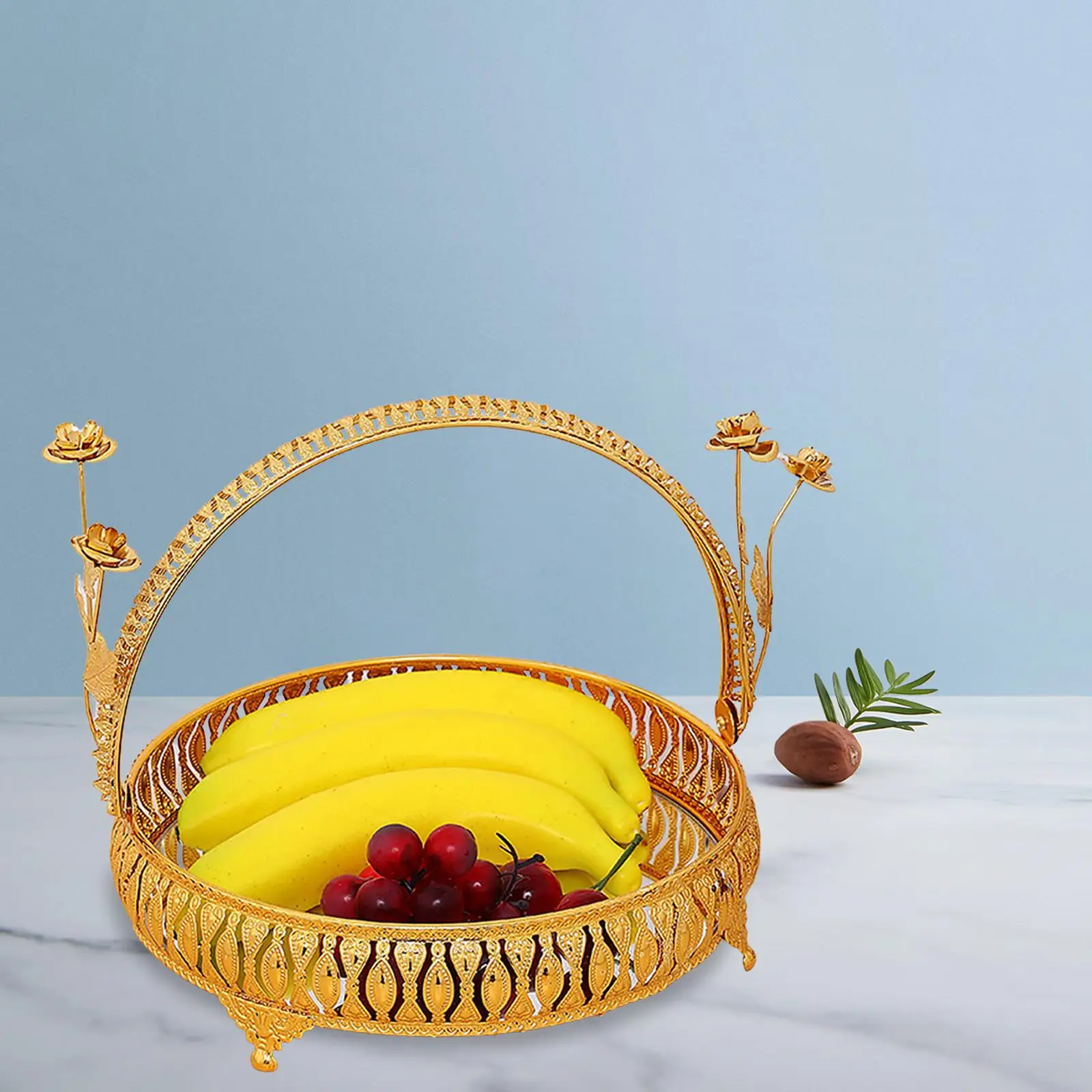 Dessert Plate Tray with Handle European Table Organizer Fruit Tray for Living Room Coffee Table Centerpiece Wedding Gift Kitchen