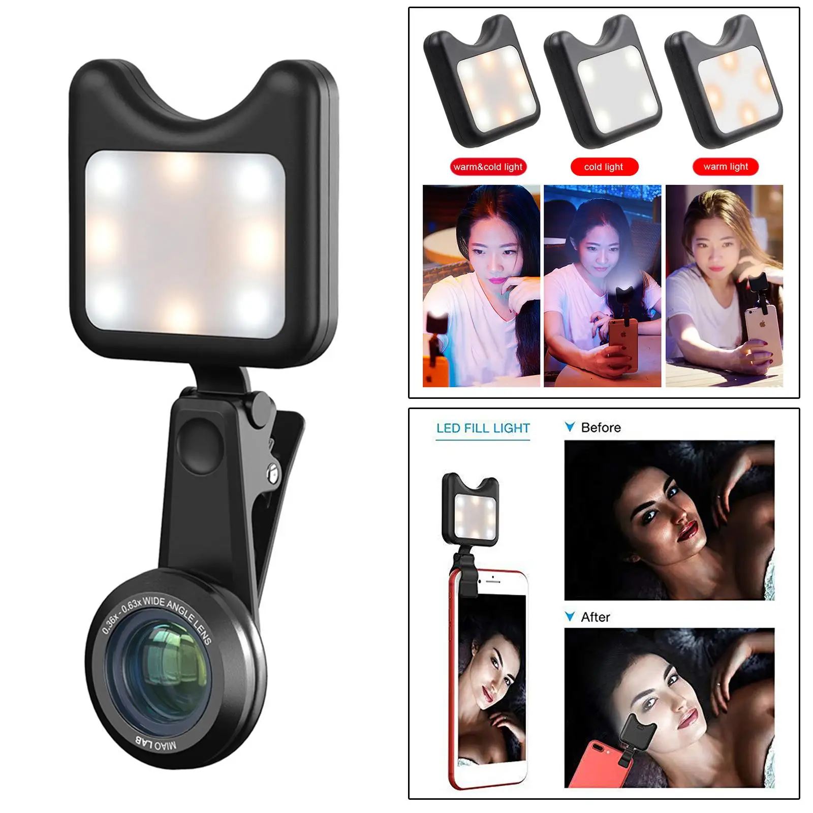  w/ 0.36 Angle Lens for Laptop Camera Video Portable for Any Cellphone Smartphone