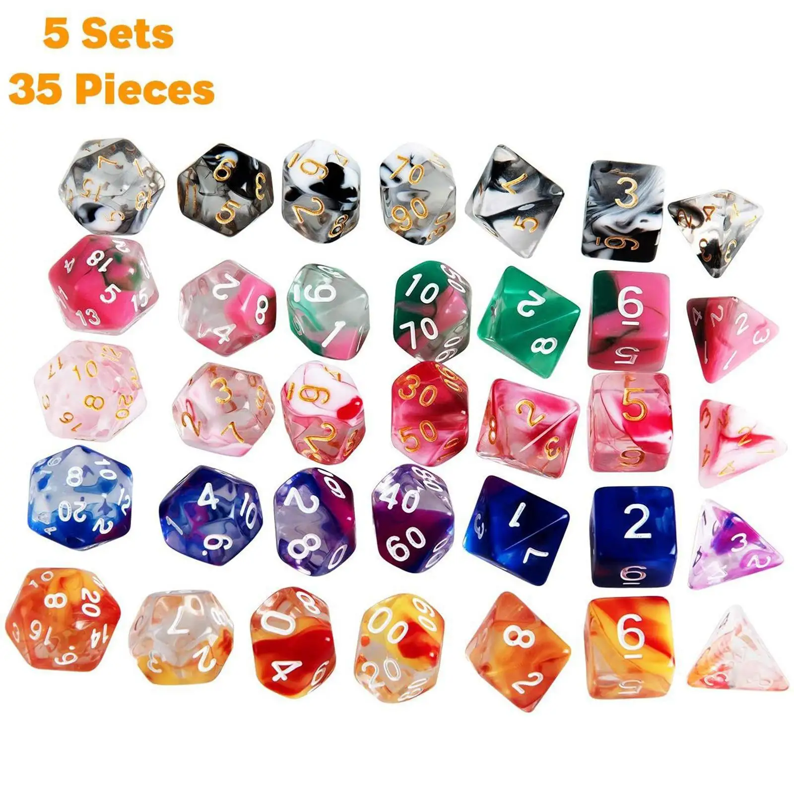 35x Polyhedral Dices Set Entertainment Toys for Card Games Math Teaching