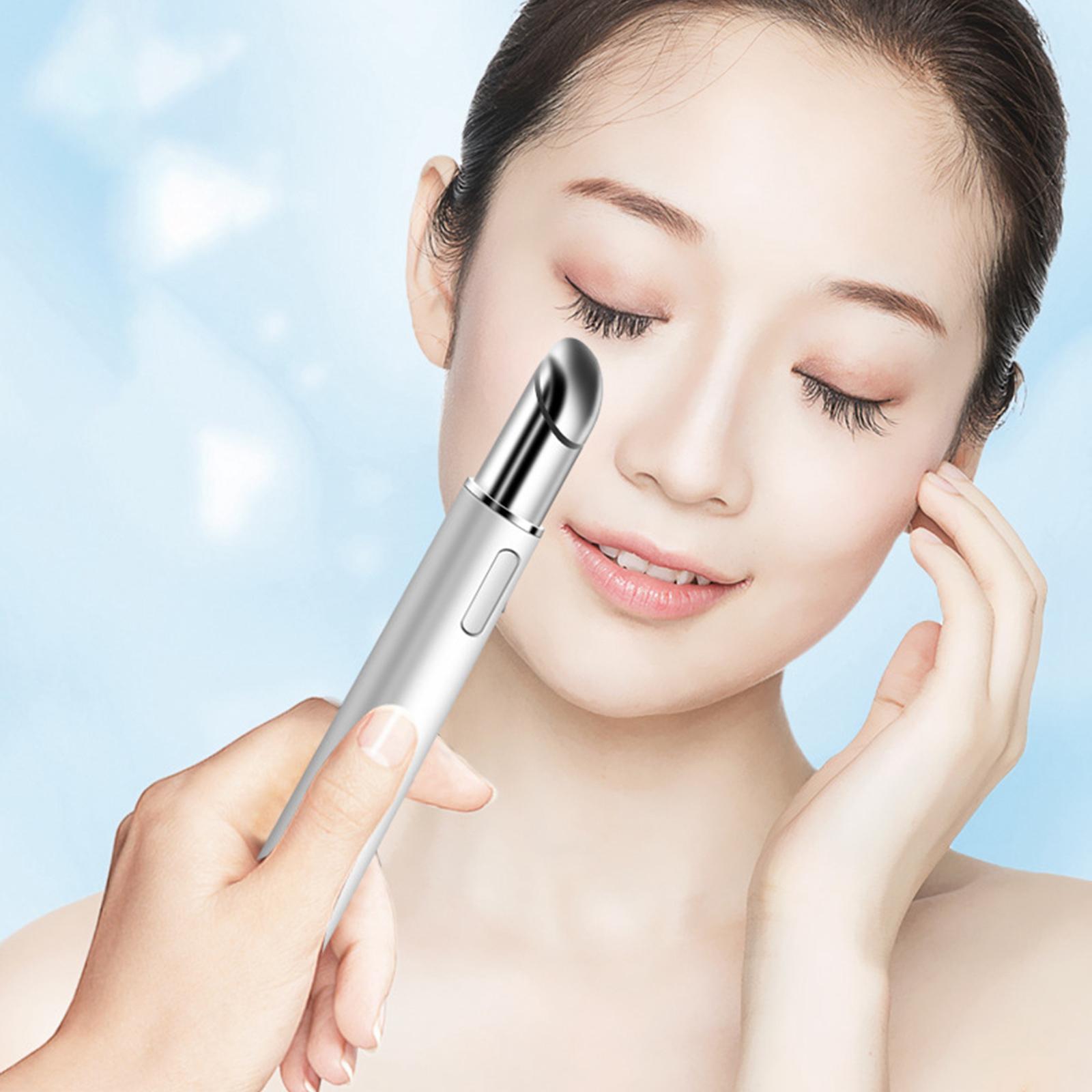 Electric Heated Eye Massager 42°C Red Blue Light Eliminate Dark Circles Massage Pen Promote Essence Absorption Anti Aging