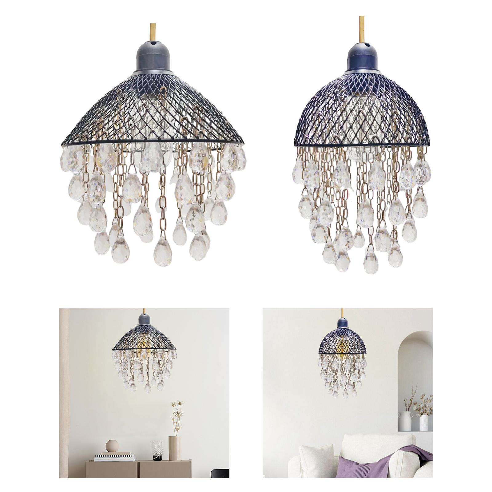 Beaded Lampshade Acrylic Chandelier Shade Modern Beaded Hanging Chandelier Shade for Bedroom Hallways Living Rooms Wedding Party