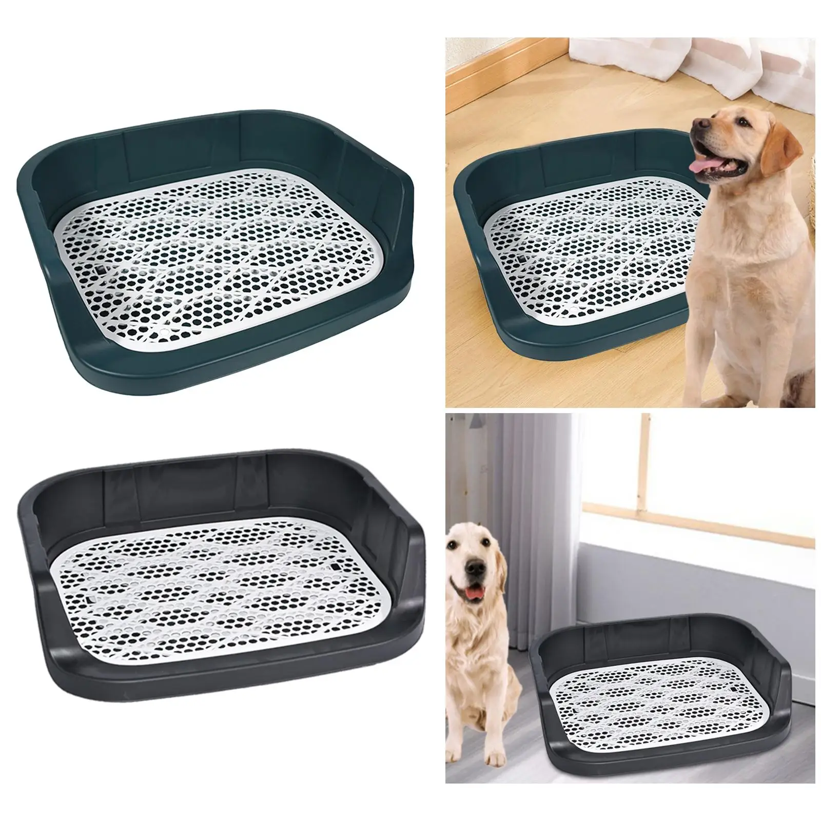 Open Top Dog Litter Box Cats Potty Toilet Container, Deep Pee Loo Pad Holder Pan