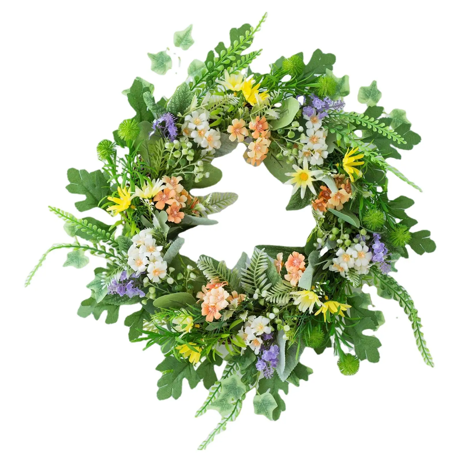 2 Pieces Hanging Artificial Wreath Floral Wall Decor Garland Spring Wreath for Home Christmas Garden Outdoor Outside Decoration