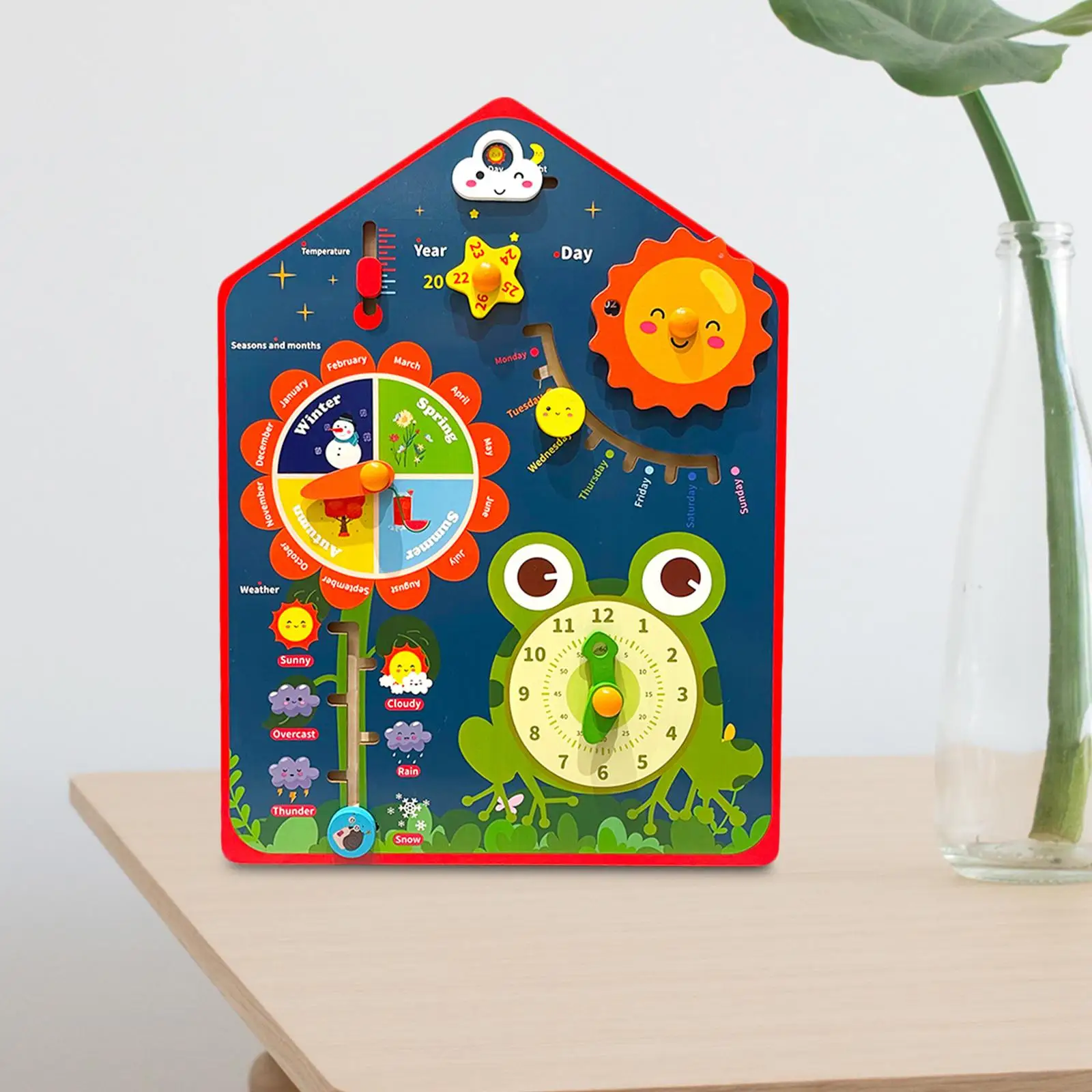 Montessori Wooden Calendar Clock Activities Calendar Early Learning Educational Toy for Toddlers Kids Girls
