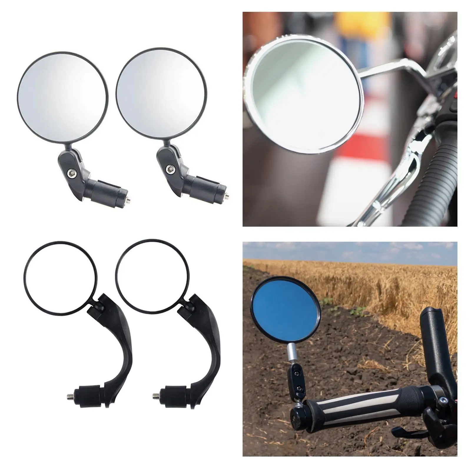 2pcs Bike Rearview Mirror Convex Mirrors Adjustable Bicycle Rear View Mirror