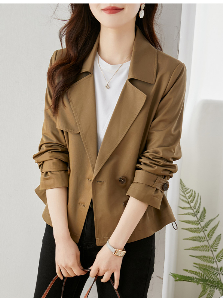 Curto Trench Coat para As Mulheres Moda