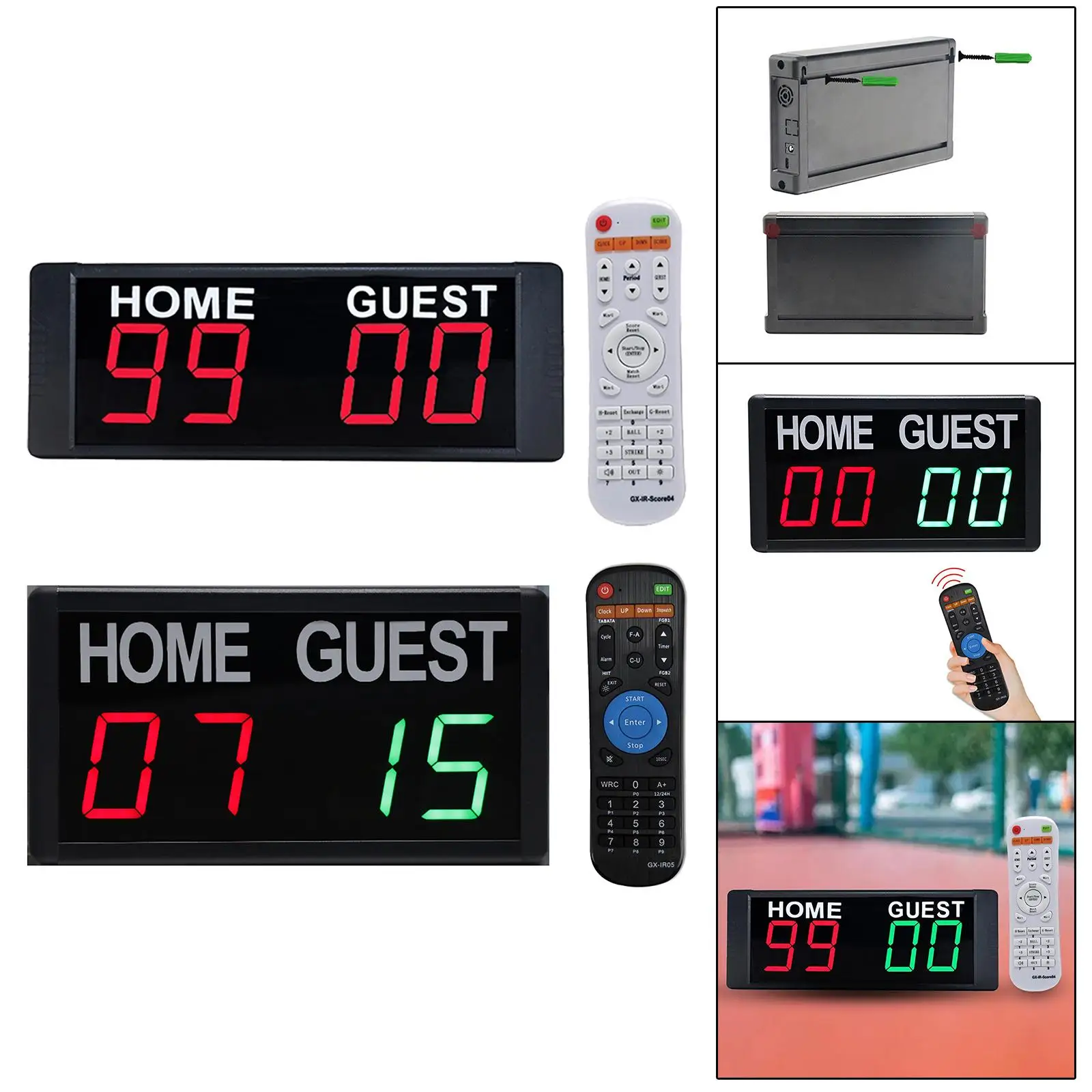 Wall Mounted Electronic Digital Scoreboard Remote Control Score Keeper Counter for Basketball Soccer Badminton Sports Wrestling