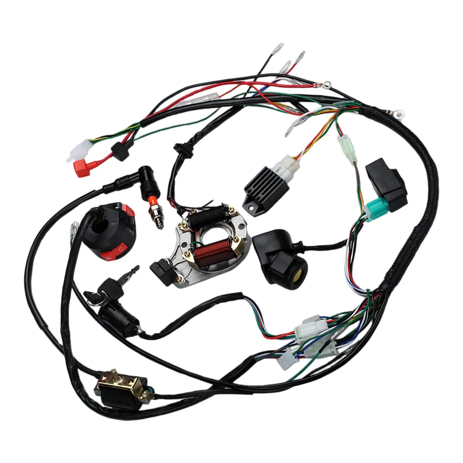 1Set Full  Electrics Wiring Harness Stator w/ Solenoid Relay Cdi Spark  for Motorcycle  ATV Buggy 50cc -125cc