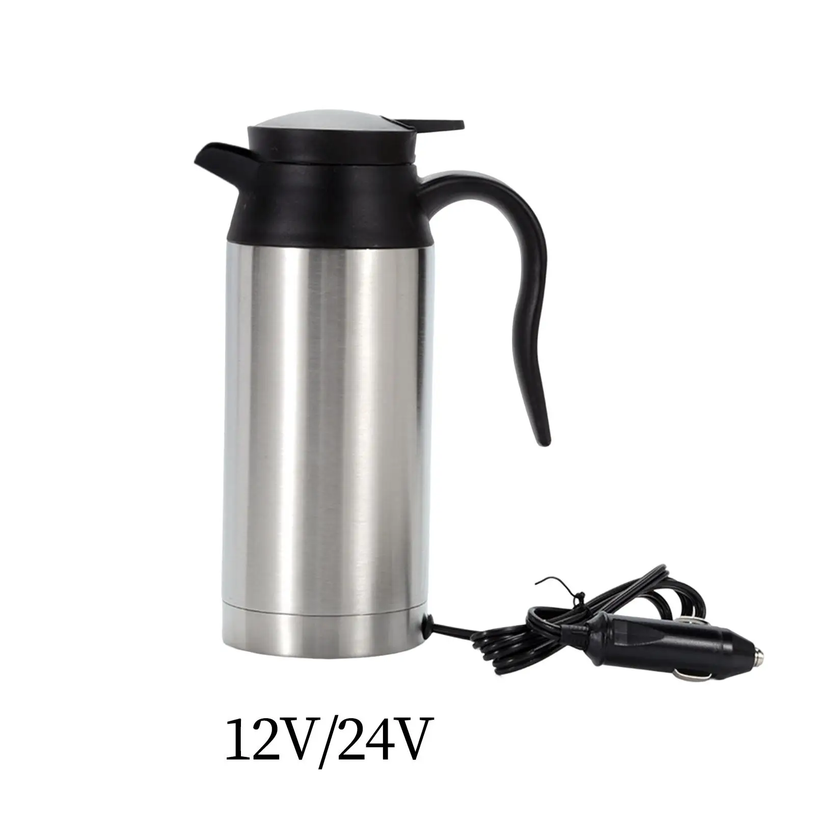 750ml Stainless Steel Automotive Car Heating Kettle Water Bottle Durable for Hot Water, Coffee, Tea, Beverage Coffee Mug Pot