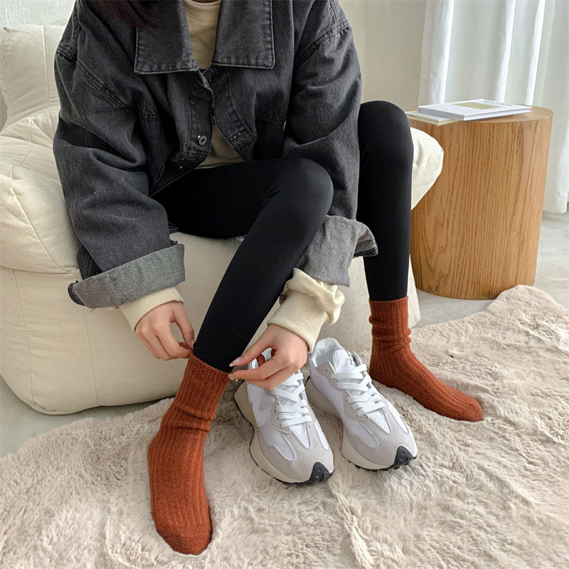 2022 New Winter Thicker Cashmere Wool Women Socks Casual japanese fashion Solid Color Long Sock Girls Thermal Warm Crew Sock