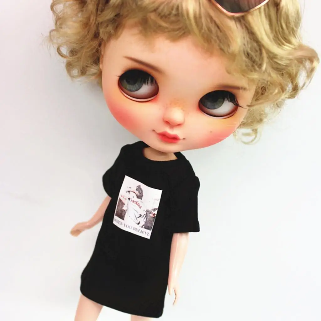Trendy 1/6 Doll Loose T-shirt for 12inch Blythe Doll Clothes Accs Best Gift