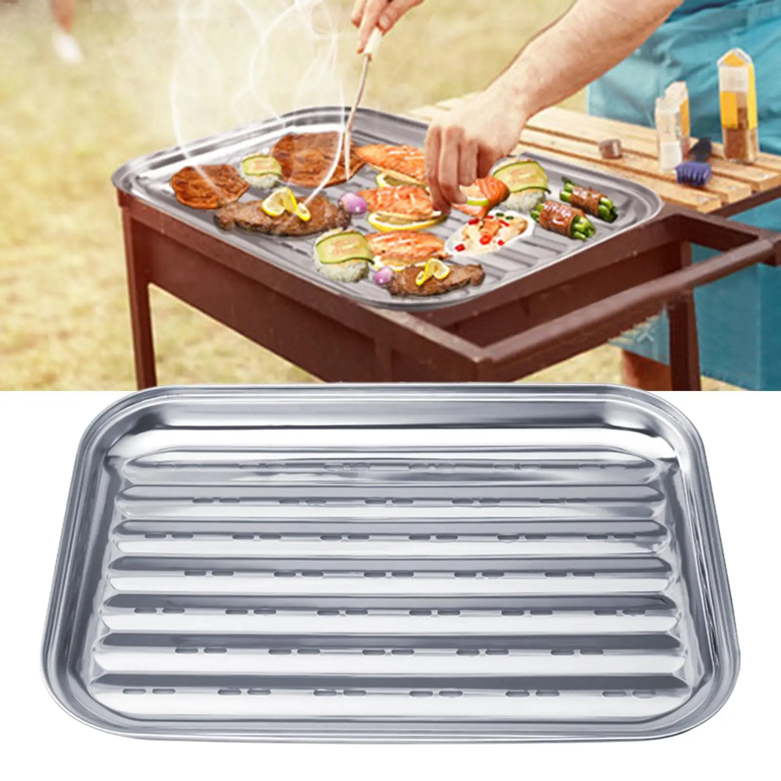 Stainless Steel Baking Oven Tray One Piece Professional Baking Pan Tray for Outdoor Cooking BBQ