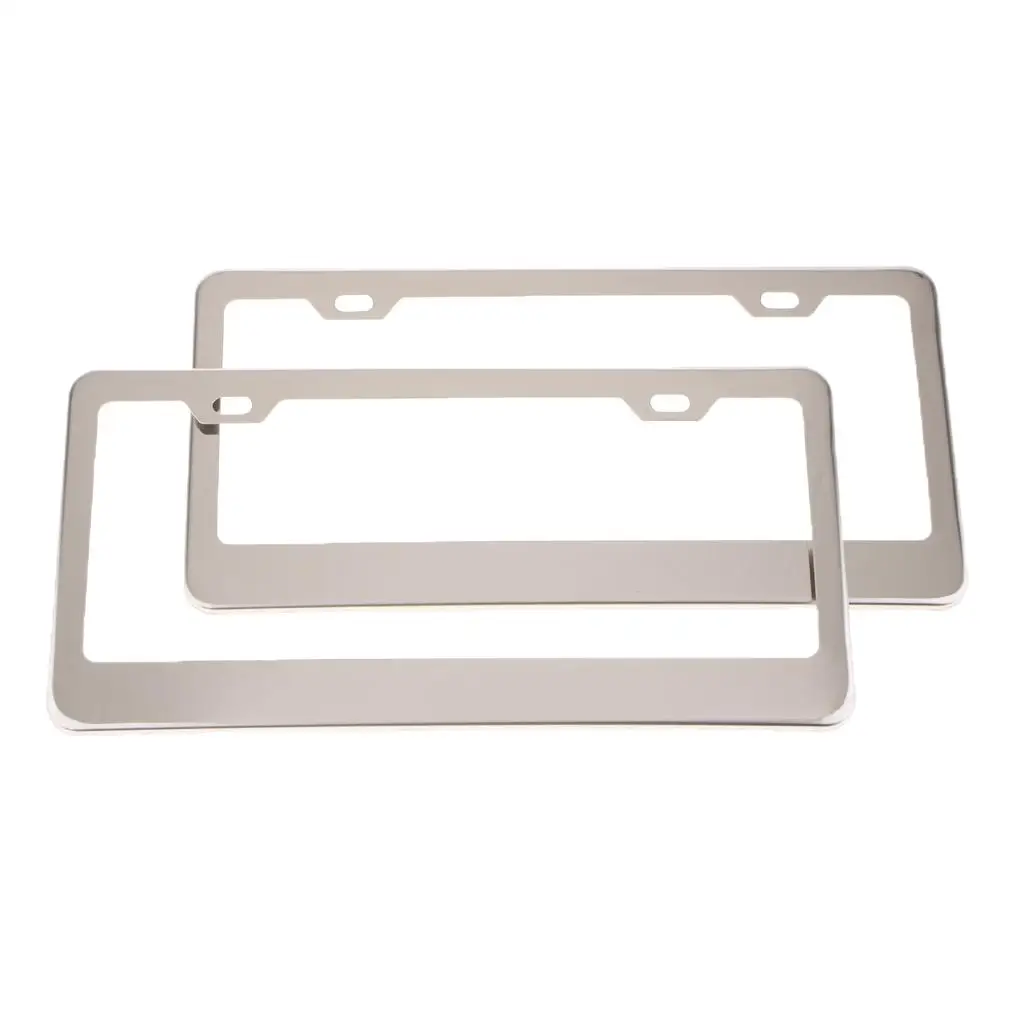 2 Pieces 2Holes Stainless Steel Polish Plate Frame and Screws