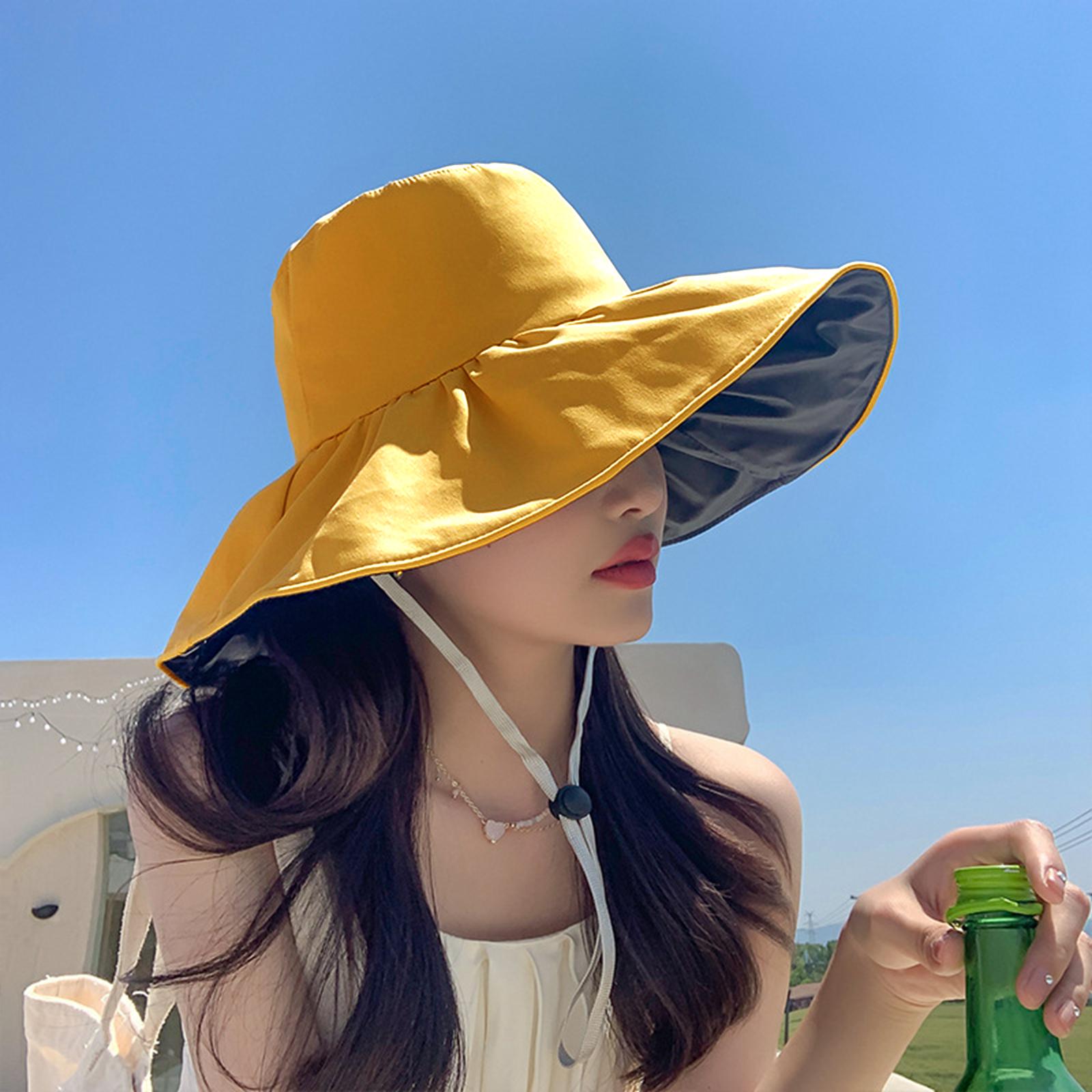 Women Sun Protection Sun Hat Wide Brim Bucket Hats with Chin Strap Removable