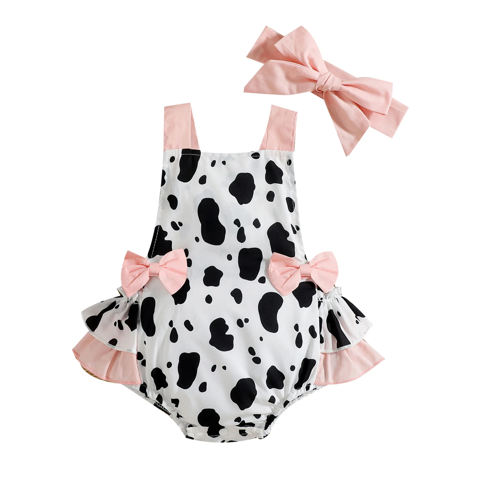 baby clothes cheap Ma&baby Infant Baby Girls Romper  Cow Spots Print Sleeveless Jumpsuit Overalls Summer Clothing Costumes D01 Baby Bodysuits for girl 