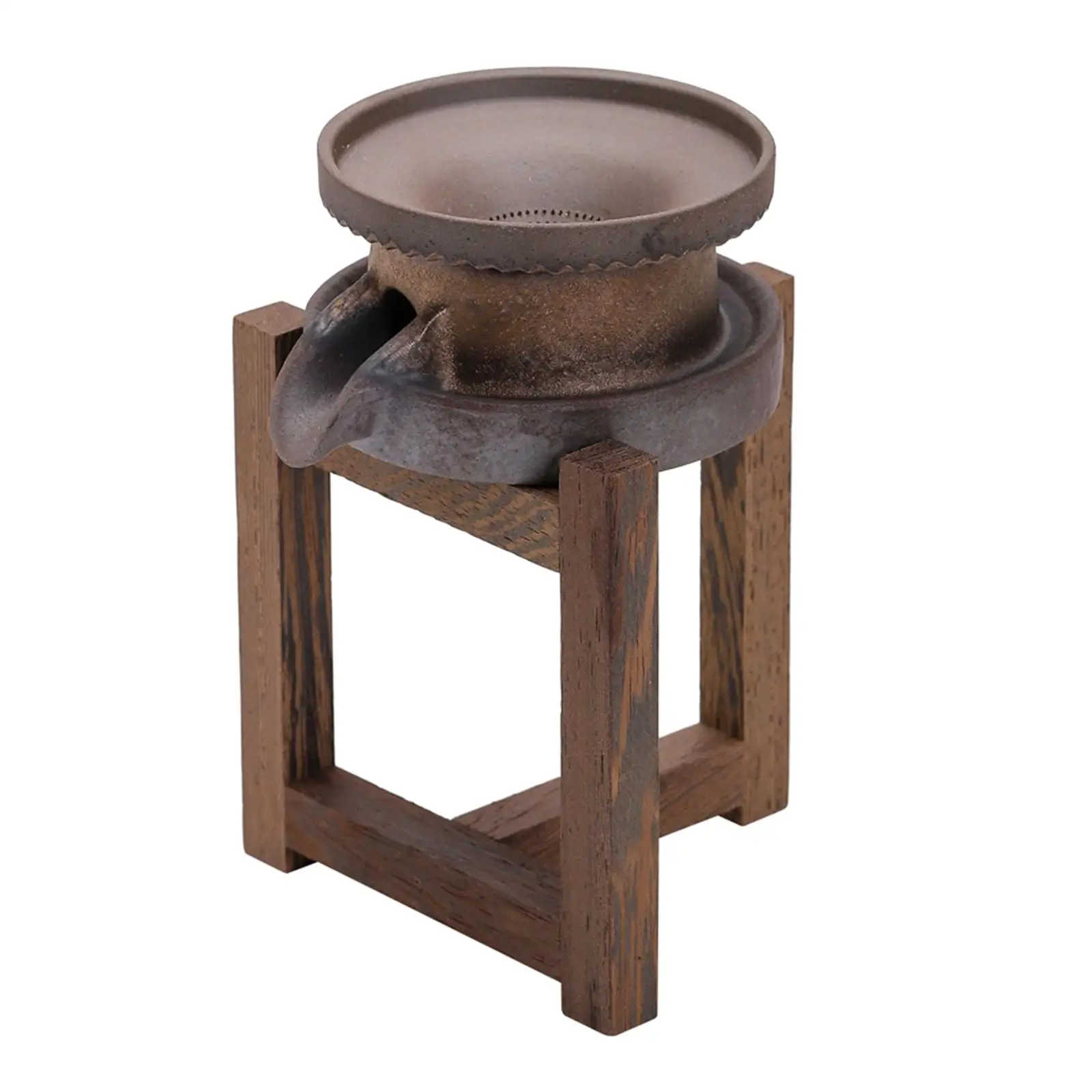 Tea Filter Set Chinese Kung Fu Drinkware Ceramic Tea Funnel Holder with Wooden Shelf Tea Compartment for Shop Cafe Holiday Gifts