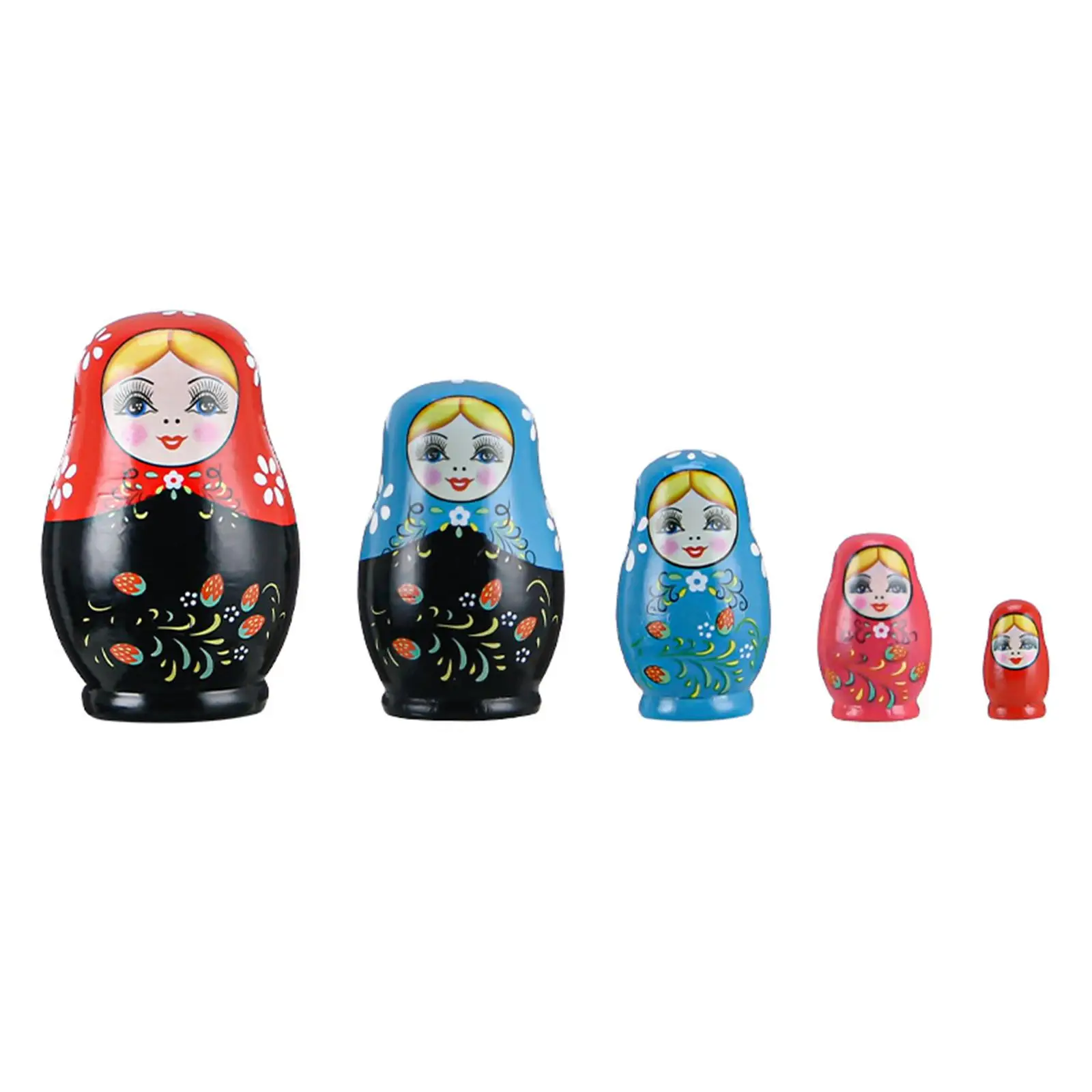 5 Pieces Handmade Russian Matryoshka Nesting Dolls Stacking Toys Wood Crafts for Kids Girls New Year Gift Home Decor