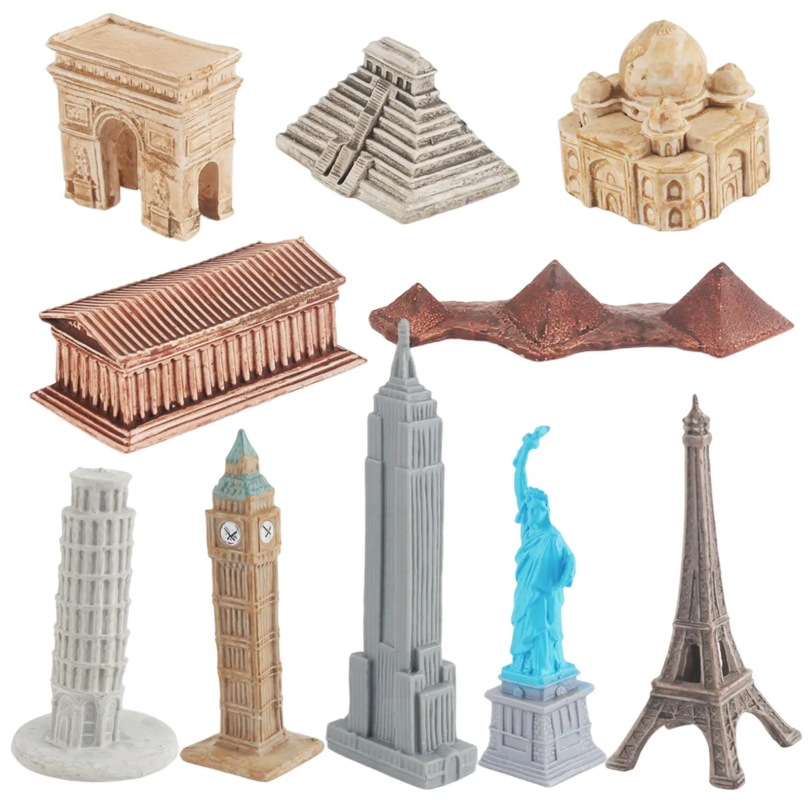 10Pcs Landmark Buildings Miniature Model Mini Simulate Building Statue for