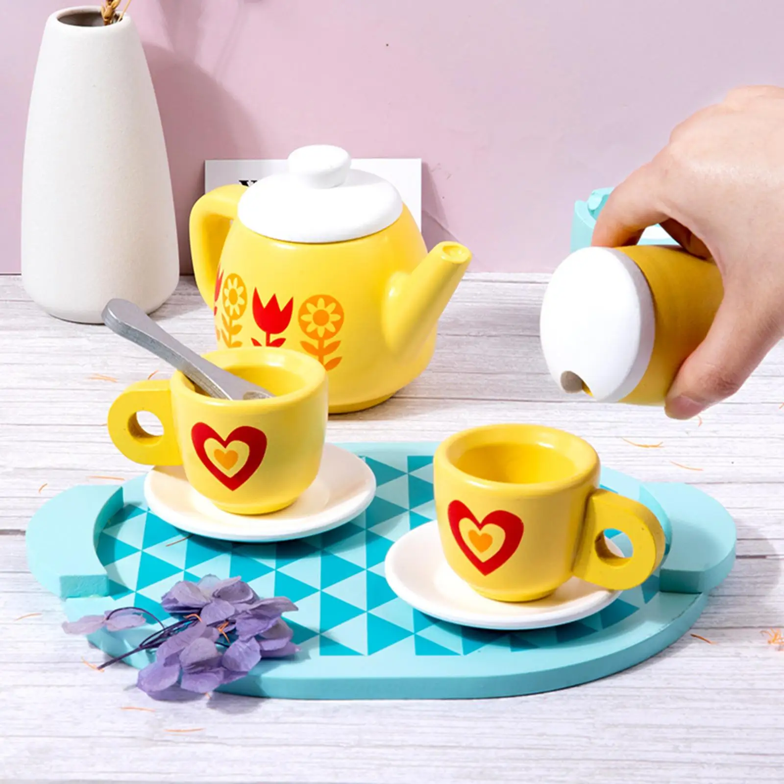 8 Pieces Children Tea Party Set Kitchen Tableware Set for Play Toy Toddlers