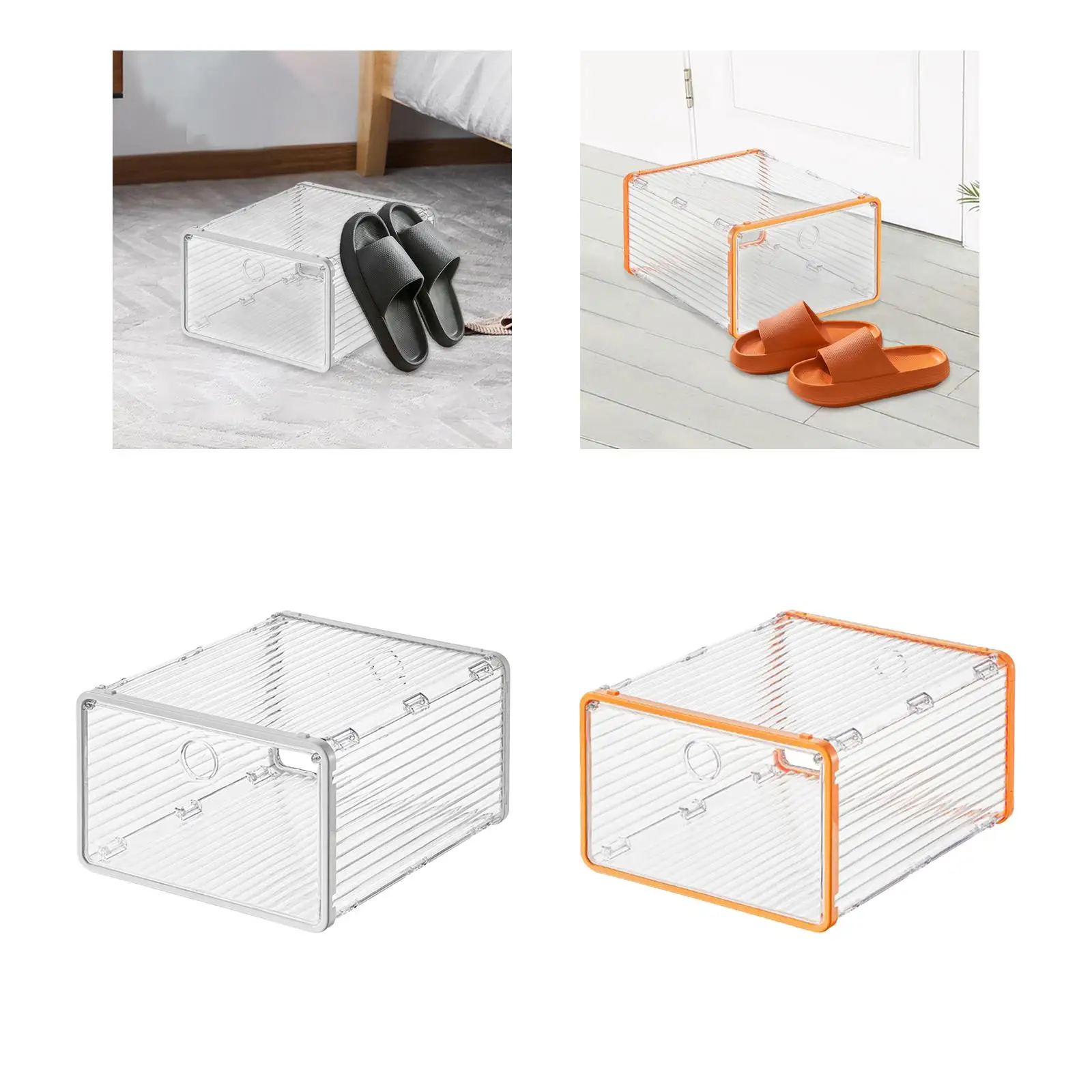 Large Shoe Storage Box Shoe Organizer Toys Bins Side Opening with Lid Display Case for Closet Dorm Apartment Bathroom Camper