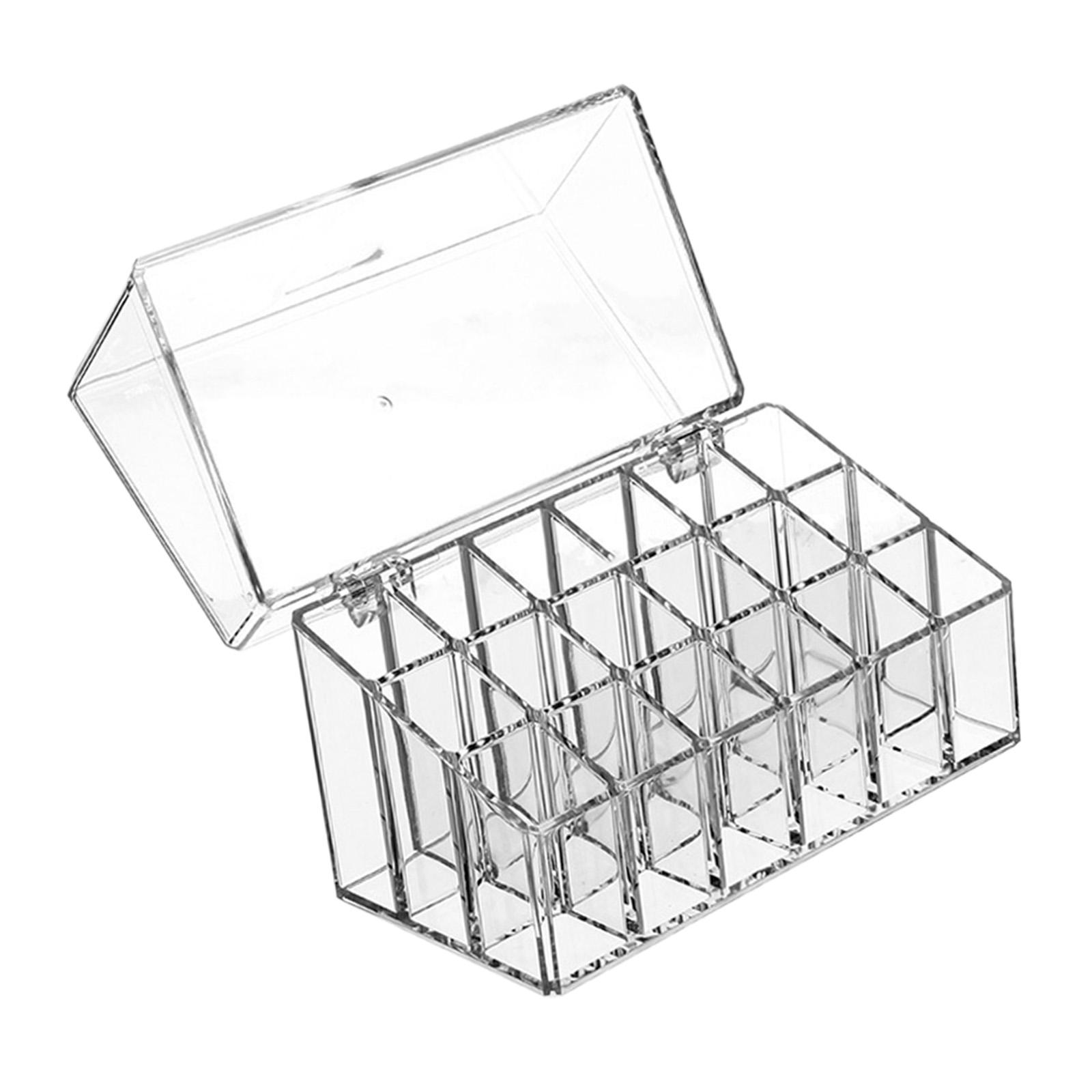 Lipstick Holder 18 Space Clear for Lipstick Storage Display Case Cosmetic Box Lip Gloss with Flip over Lid Make up Organizer