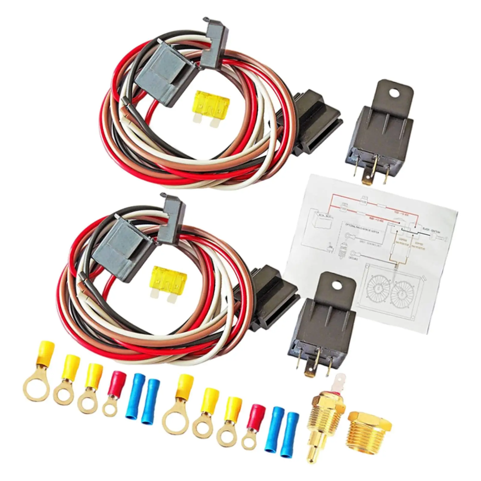 40 Amp Dual Electric Fan Wiring Kit, Wiring Relay Kit Replace Parts ACC