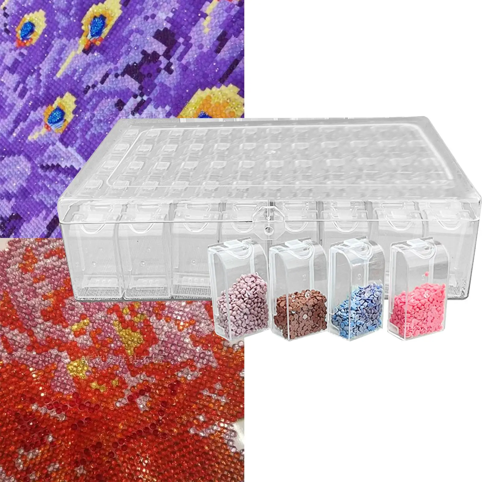 Organizer Box with Diamond Painting Tray Plastic Compartments Case Crafts Bead Storage Containers Set for Sewing DIY Crafts Bead