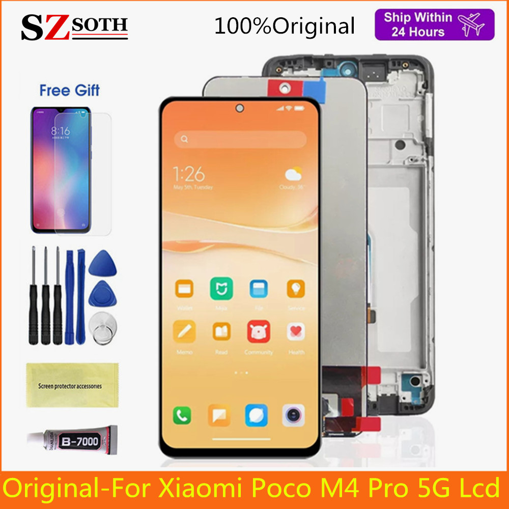 100% протестированный Оригинальный ЖК-экран для Xiaomi Poco M4 Pro 5G,  сенсорный дигитайзер в сборе, сменный экран 21091116AG MZB0BGVIN дисплей |  AliExpress