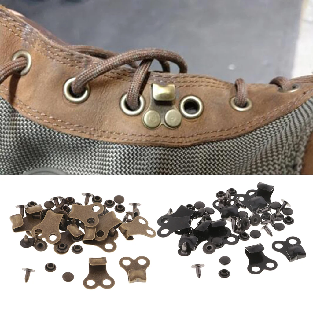 20 Sets Metal Lace Fittings Rivets Camp Hike Climbing Repair Boot Lace
