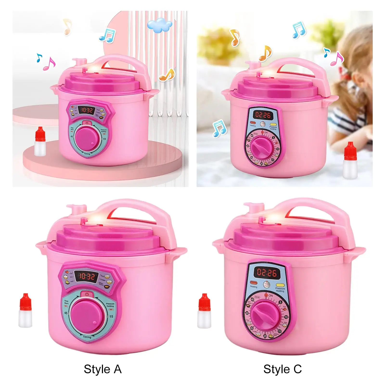 Electric Rice Cooker Toy Mini with Lights Sound for Toddlers