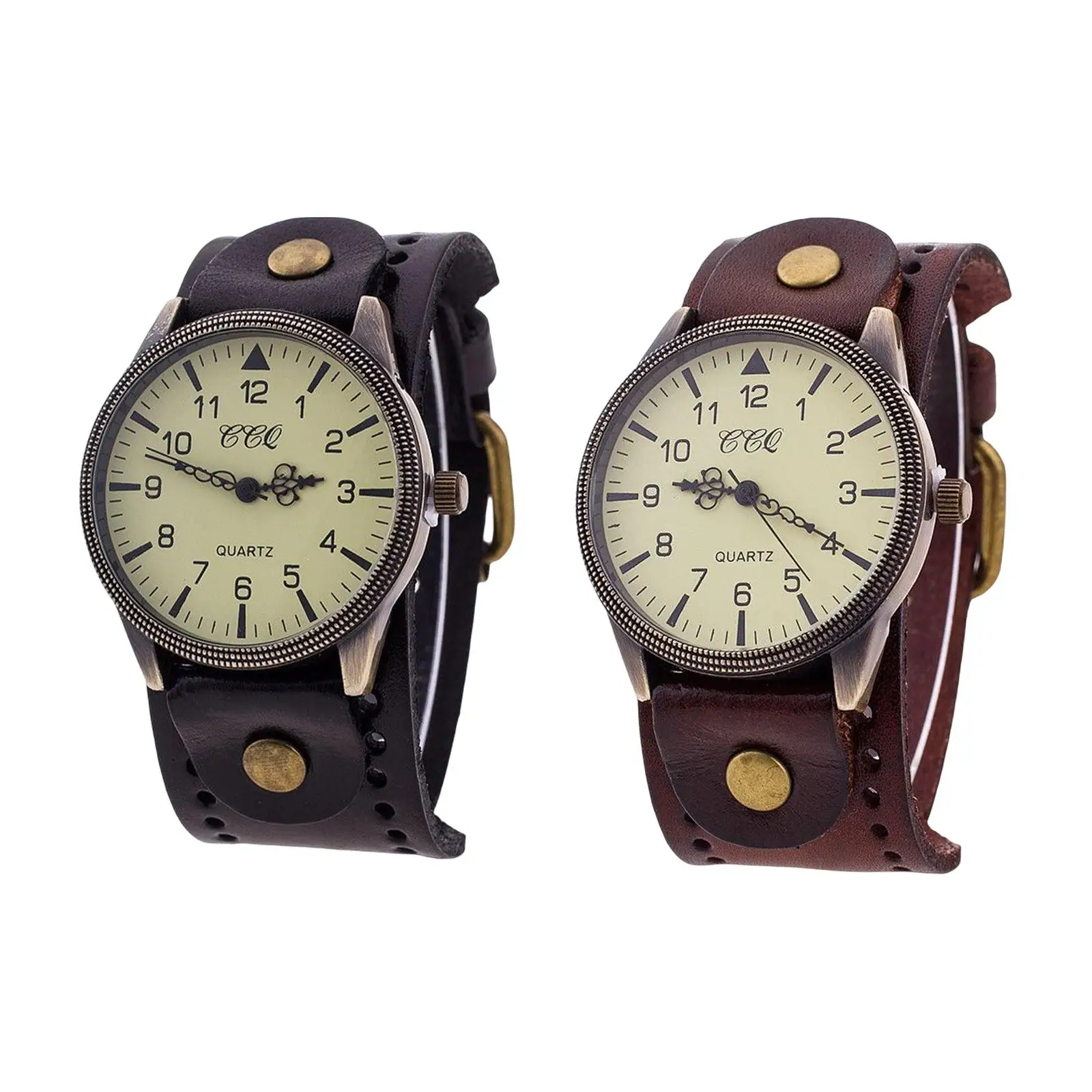 Retro Watch Bracelet PU Leather Male Watch Band Cuff Hybrid Design Wristwatch for Men Women Bracelet Watch Band Comfortable