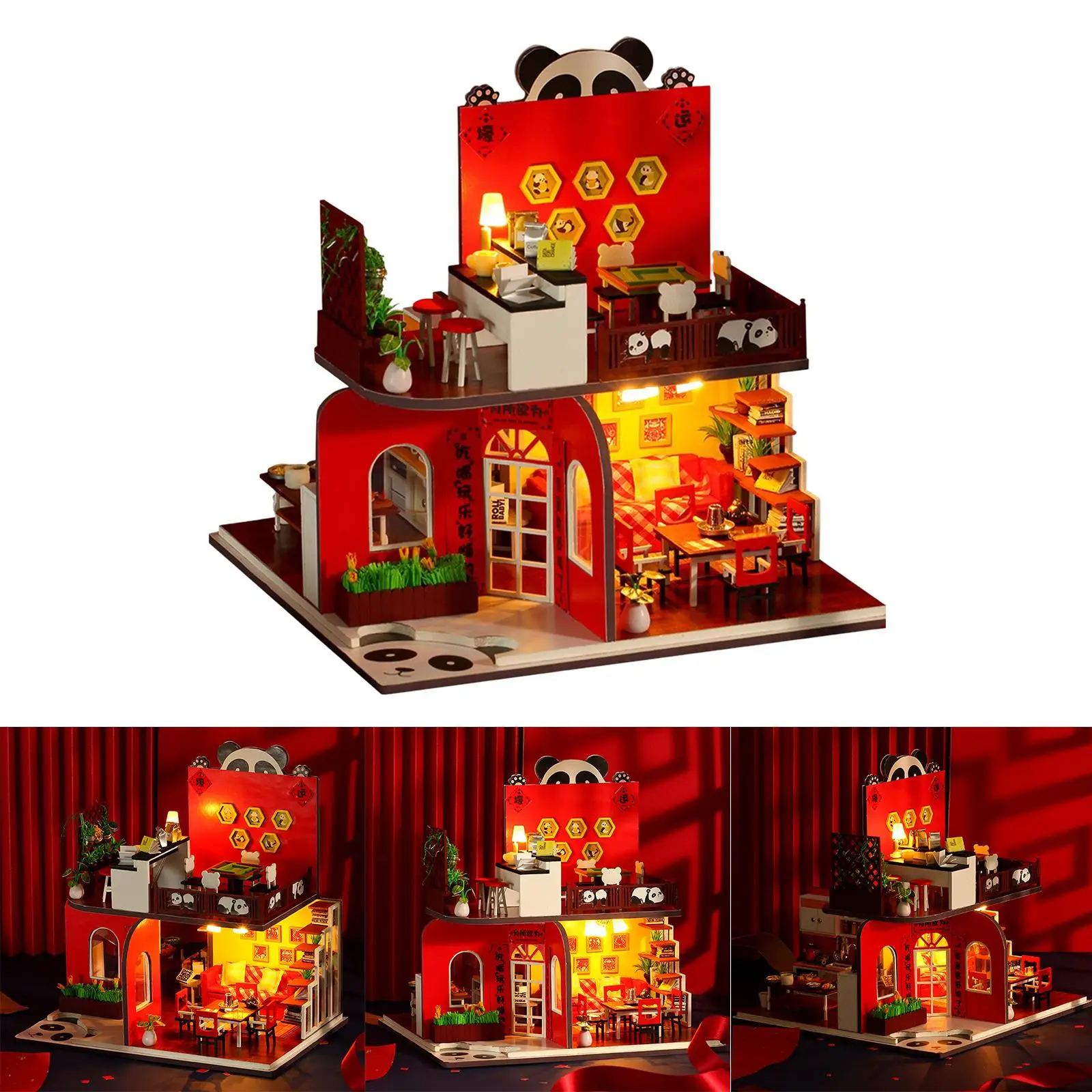 Creative DIY Wooden Dollhouse Kit with Furniture Handcraft Cottage for Craft Lovers Girls Boys Children Home Decoration