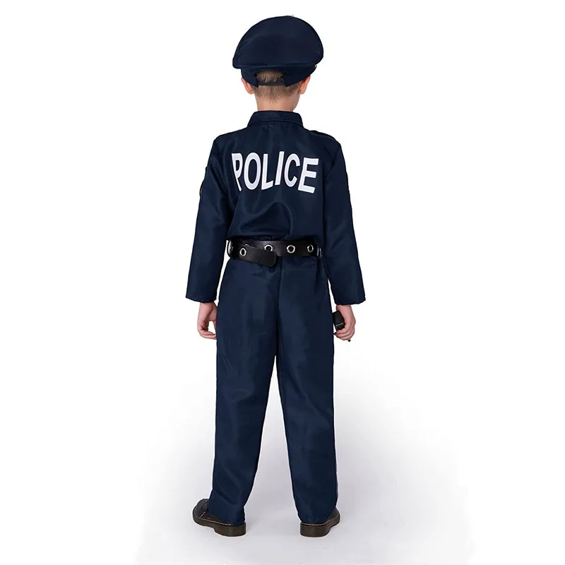 Boys Police Cosplay Costumes Kids Police Playsets Halloween Christmas Party Clothes Send Whistle Walkie Talkie Binoculars Gift