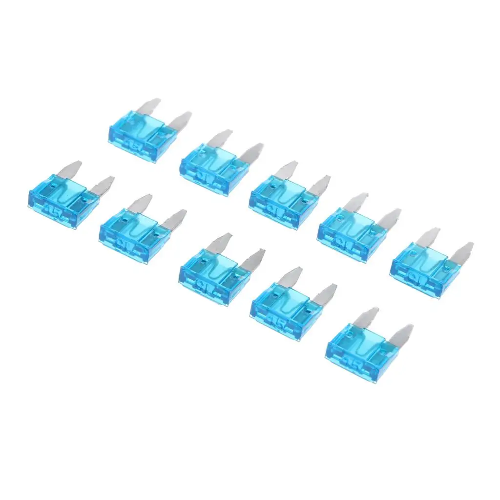 2x Durable 10 Pieces Mini 15A Blade Fuses Set Kit  Truck Replacement