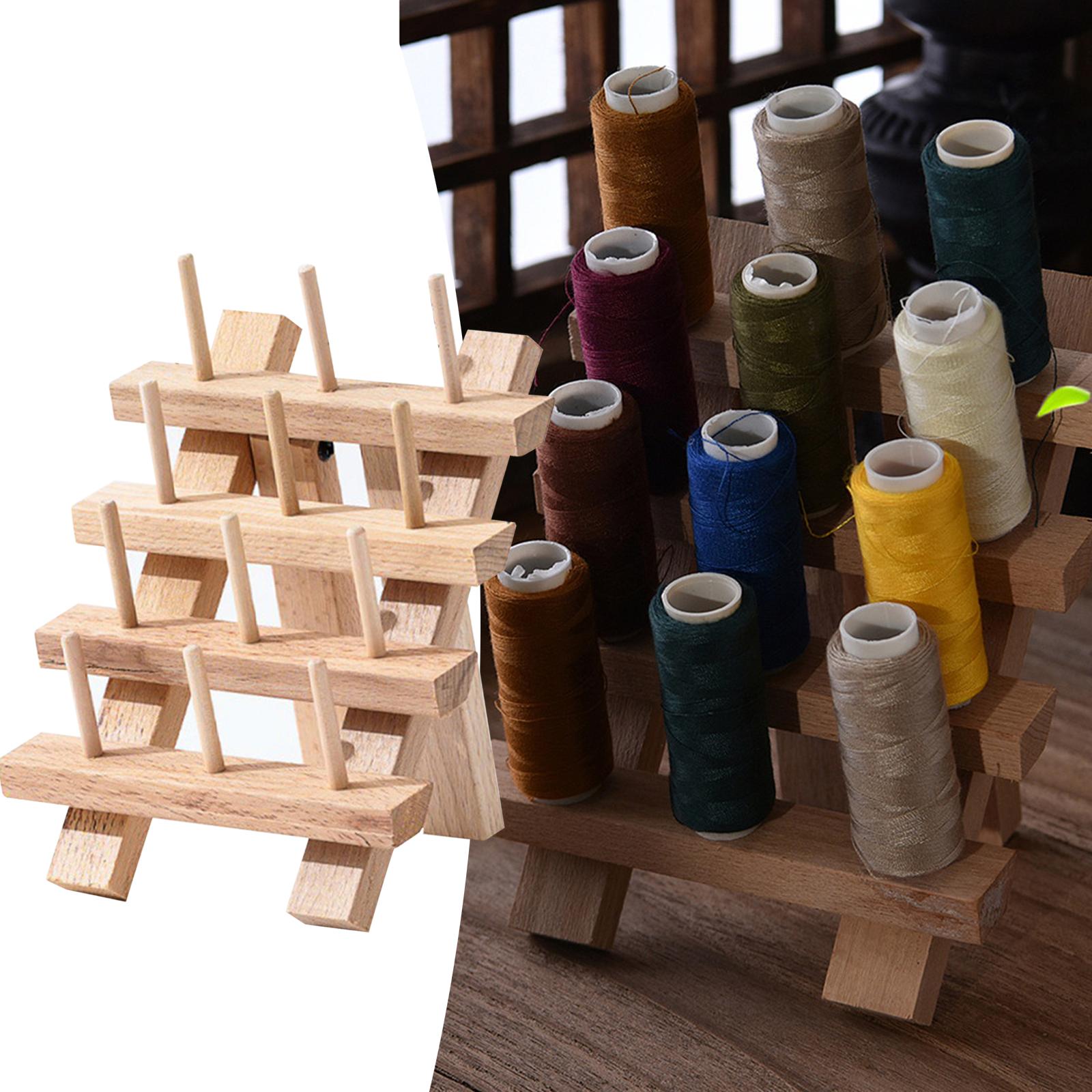 Sewing Thread Rack Holder Shelf Wooden Spool Rack for Jewelry Embroidery Hobbyists Thread Organizing Braid Knitting Tailors