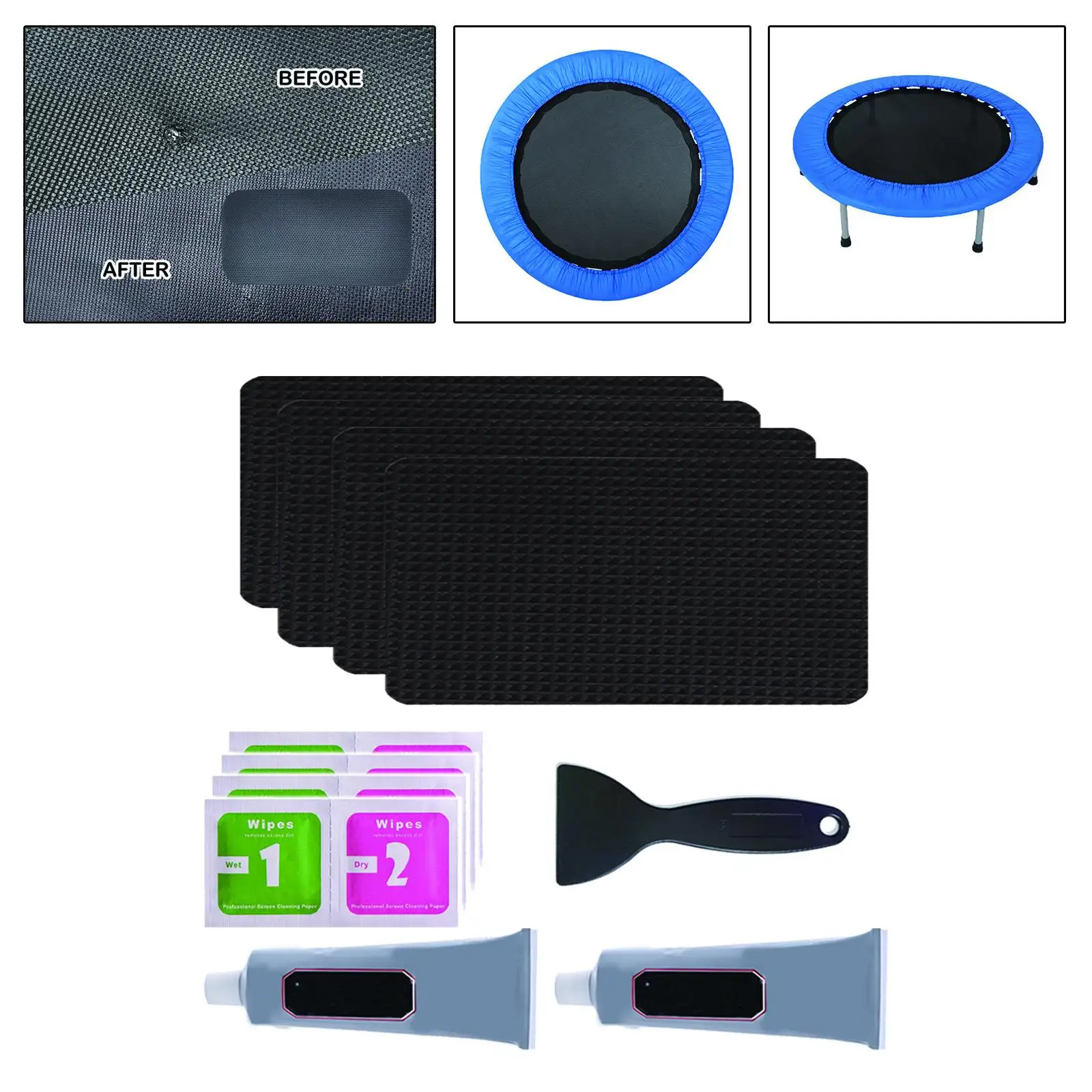 Trampoline Repair Kit Parts Rectangular on Patches for Waterproof Tents Awnings Trampoline Horse Rugs Inflatable Mattresses