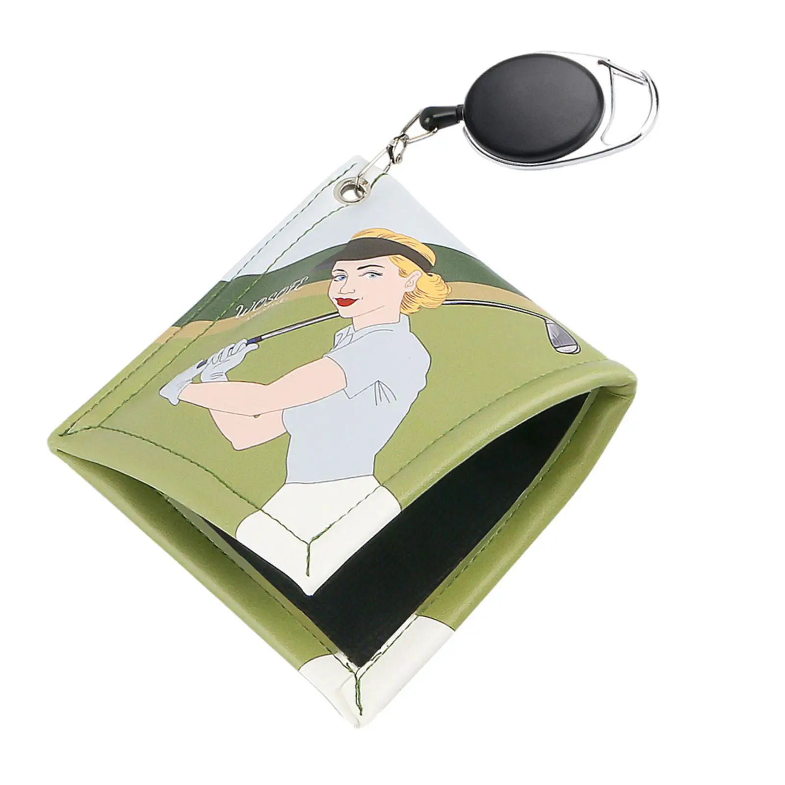 Golf Ball Towel with Clip W/ Retractable Keychain Golf Accessories Golf Ball