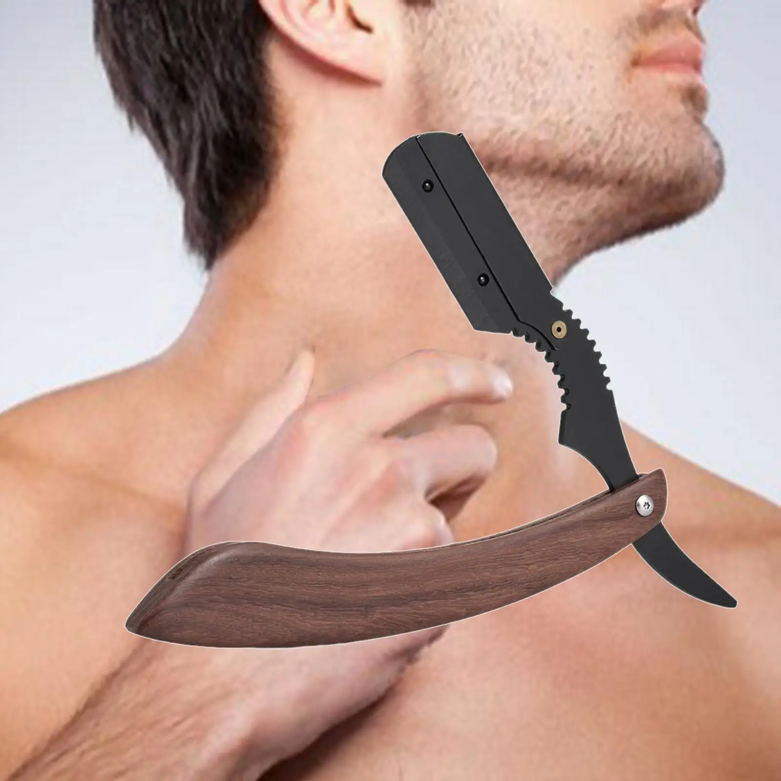 Men`s Straight Blade  with Durable Stainless Steel Wooden Handle