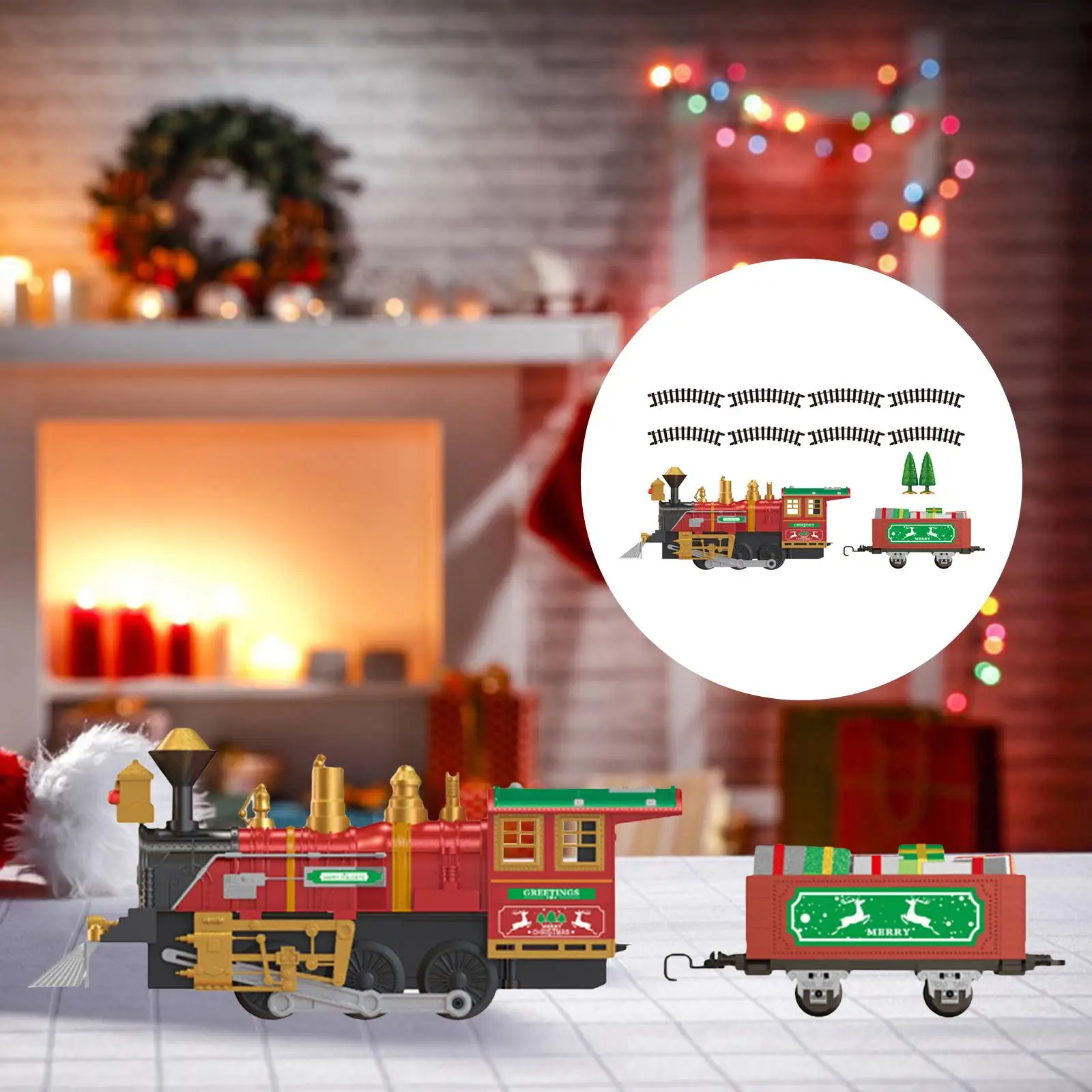 8 Tracks Electric Train Set Christmas Holiday Train Railway Train Set with