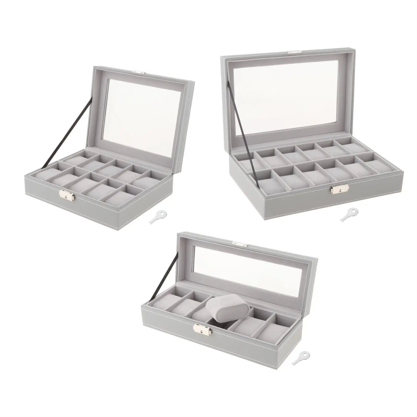 6/10/12Watch Box PU Leather Beige Inner Watch Case Boxes Storage Holder Organizer Jewelry Boxes Display 